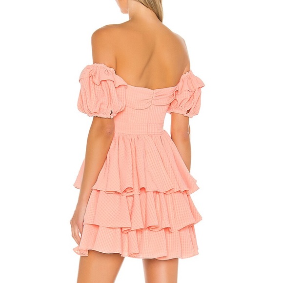 SAFIA PEACH OFF SHOULDER MINI DRESS - Picture 5 of 8